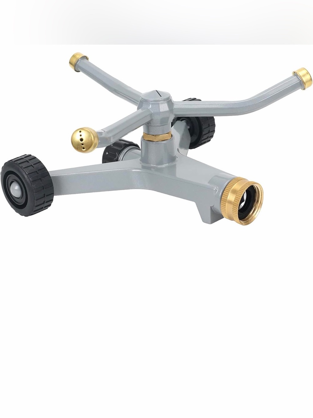 Gray and Gold Oscillating Lawn Sprinkler with Wheels